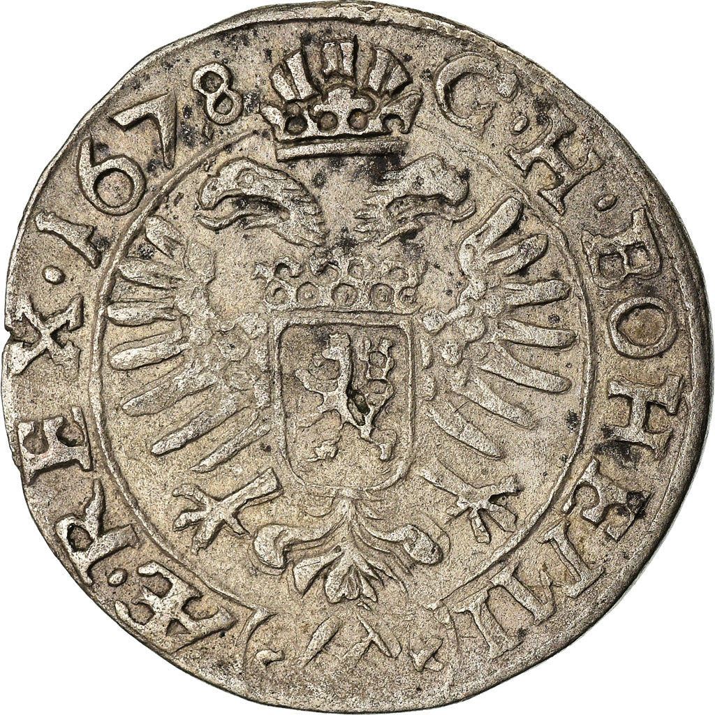 Moneda, BOHEMIA, Leopold I, 3 Kreuzer, Groschen, 1678, Kuttenberg, MBC, Plata