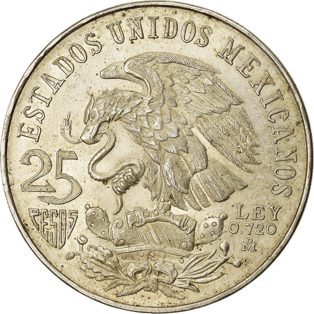 Moneta, Mexico, 25 Pesos, 1968, Mexico City, AU(55-58), Srebro, KM:479.1