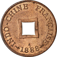 Coin, FRENCH INDO-CHINA, 2 Sapeque, 1888, Paris, AU(55-58), Bronze, KM:6
