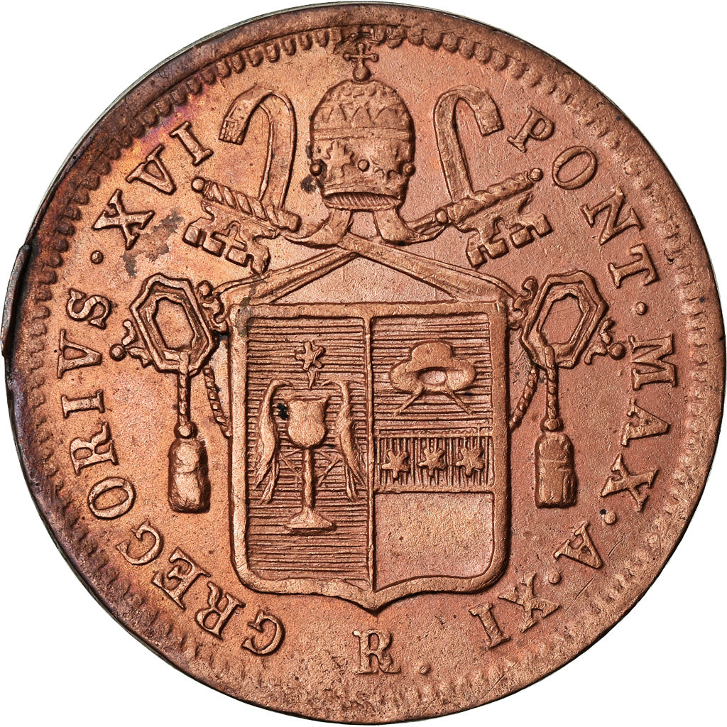 Münze, Italien Staaten, PAPAL STATES, Gregory XVI, Mezzo (1/2) Baiocco, 1841