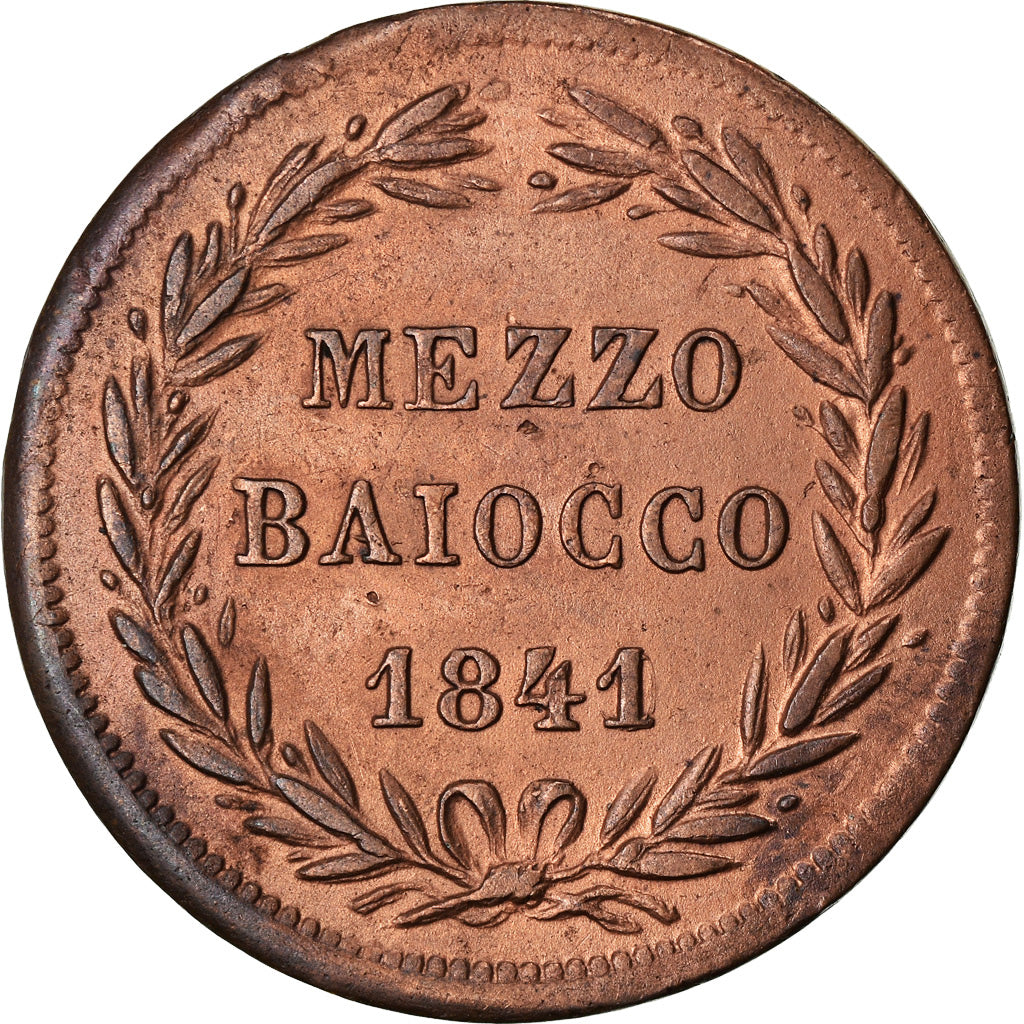 Münze, Italien Staaten, PAPAL STATES, Gregory XVI, Mezzo (1/2) Baiocco, 1841