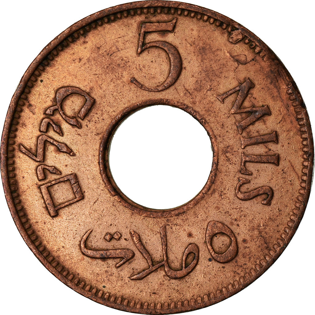 Coin, Palestine, 5 Mils, 1942, AU(50-53), Bronze, KM:3a