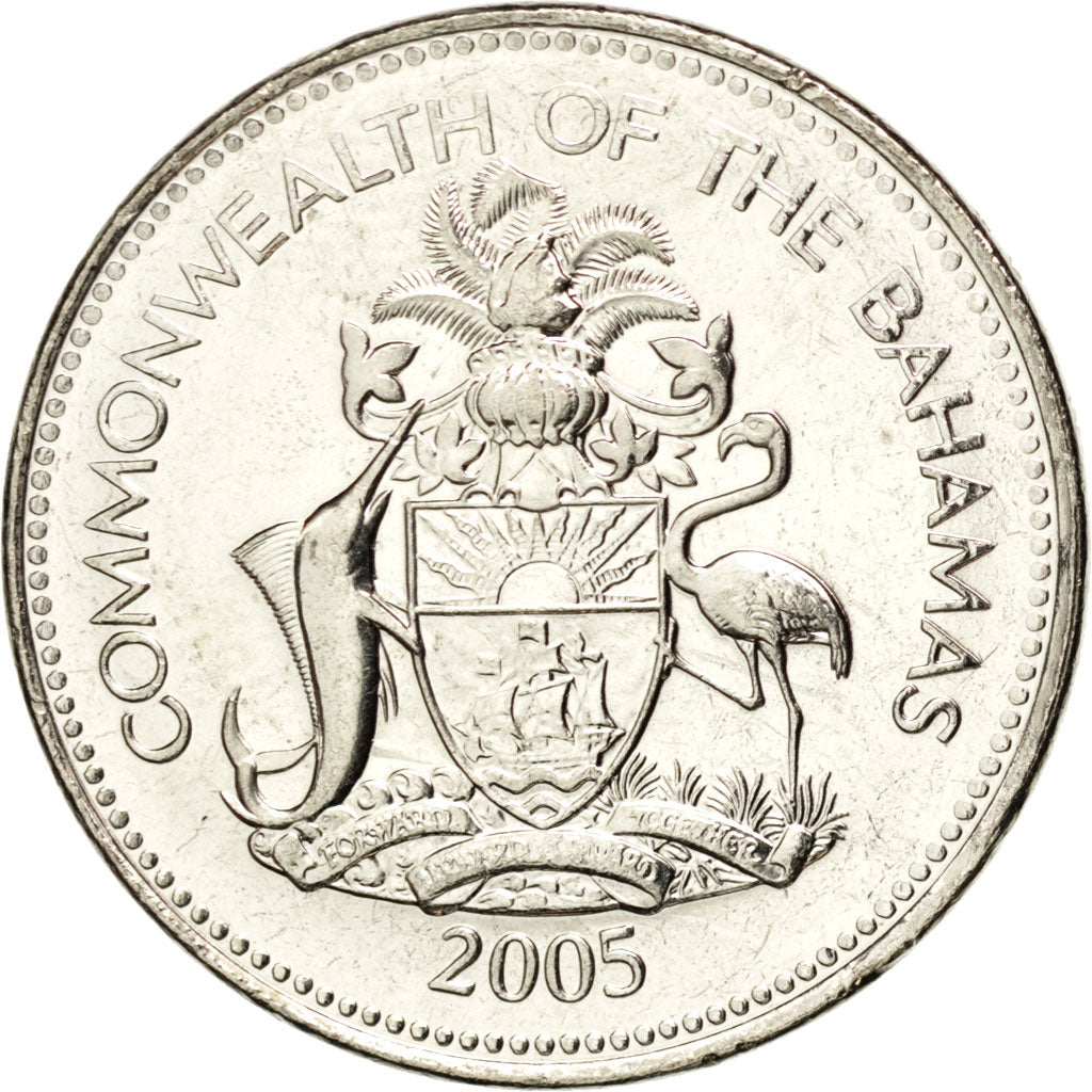 BAHAMAS, 25 Cents, 2005, KM #63.2, MS(63), Copper-Nickel, 24.26, 5.61