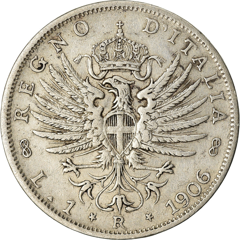 Coin, Italy, Vittorio Emanuele III, Lira, 1906, Rome, EF(40-45), Silver, KM:32