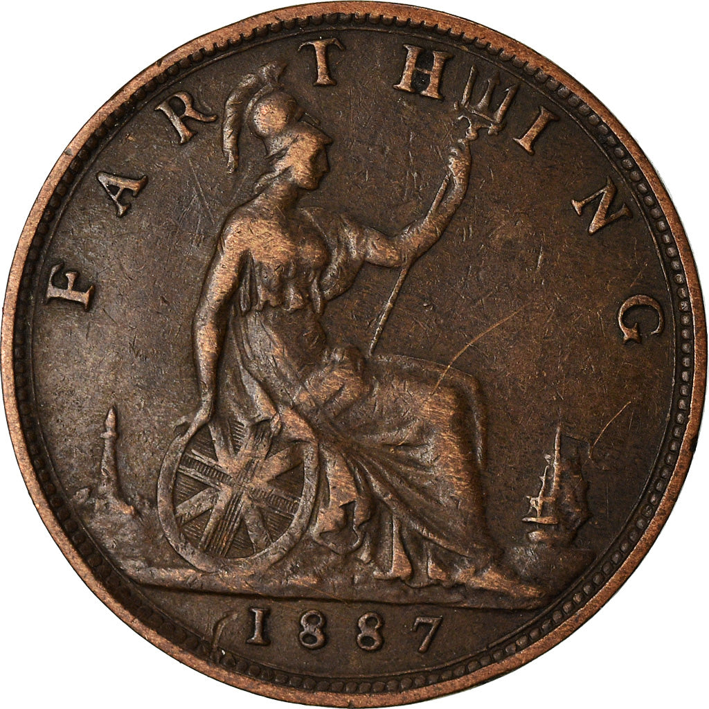 Coin, Great Britain, Victoria, Farthing, 1887, EF(40-45), Bronze, KM:753