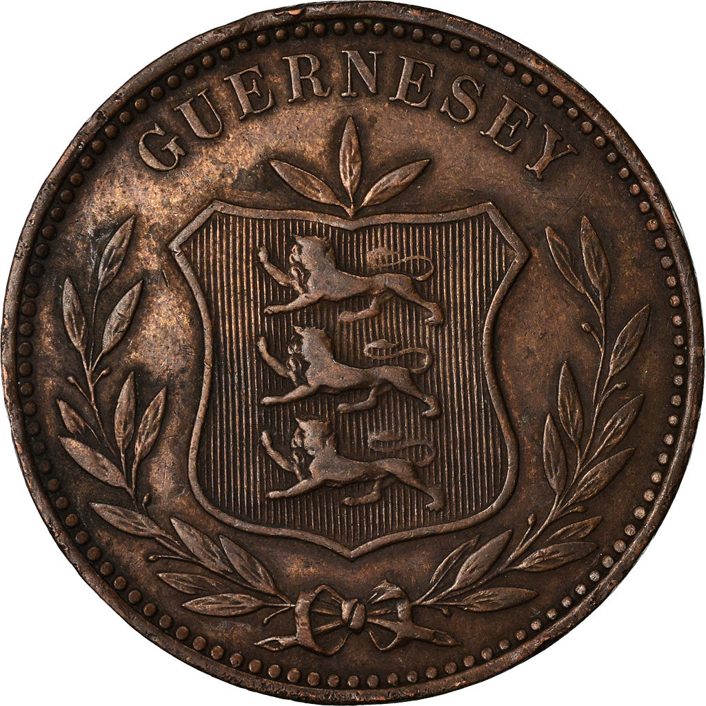 Coin, Guernsey, 8 Doubles, 1889, Heaton, Birmingham, VF(30-35), Bronze, KM:7