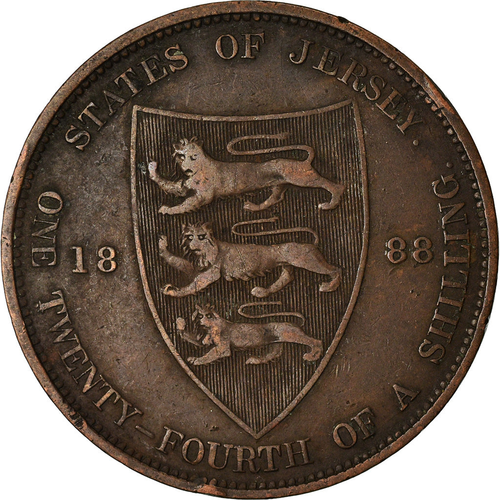 Coin, Jersey, Victoria, 1/24 Shilling, 1888, EF(40-45), Bronze, KM:7