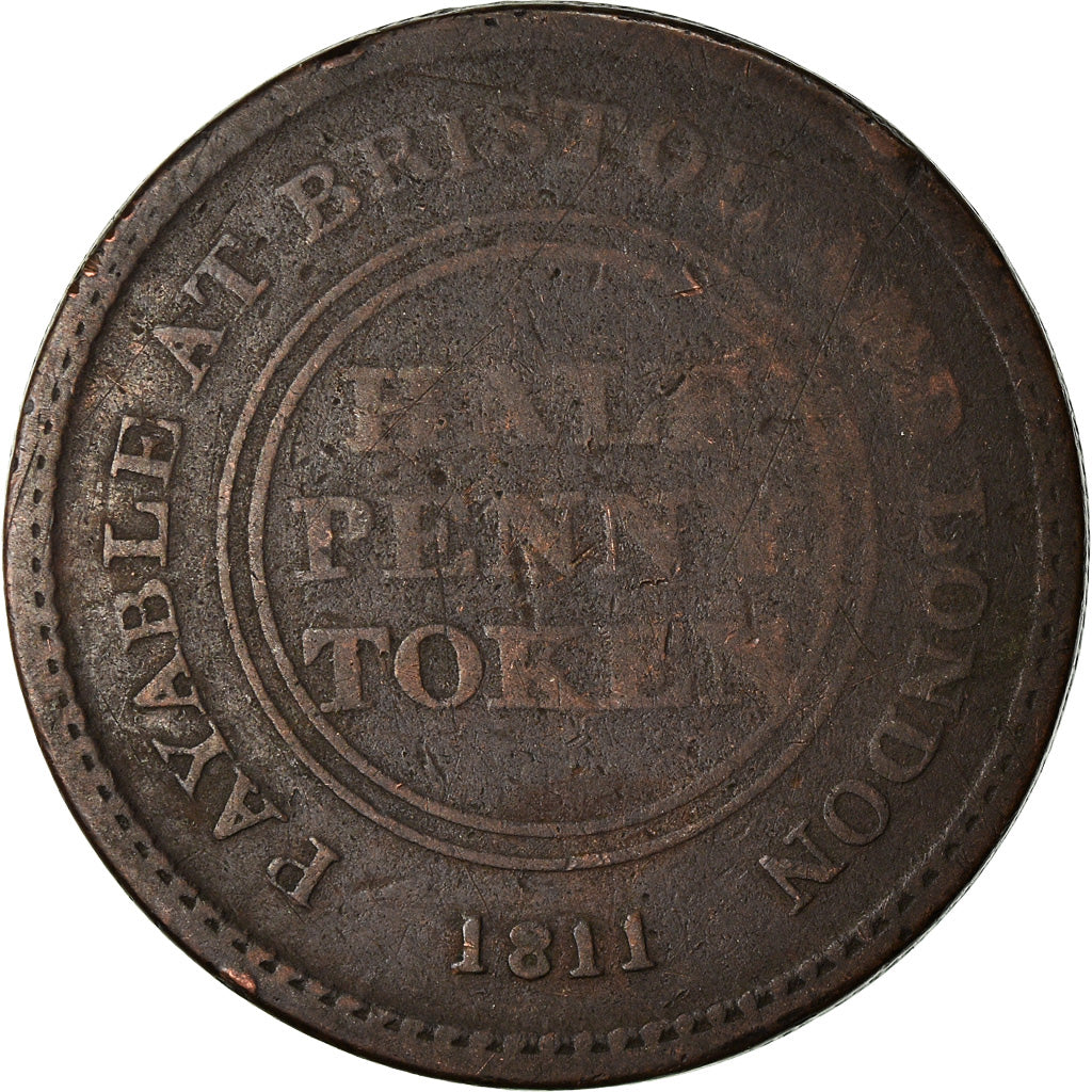 token, Great Britain, Gloucestershire, Halfpenny Token, 1811, VF(20-25), Copper