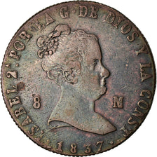 Moneda, España, Isabel II, 8 Maravedis, 1837, Jubia, BC+, Cobre, KM:531.2