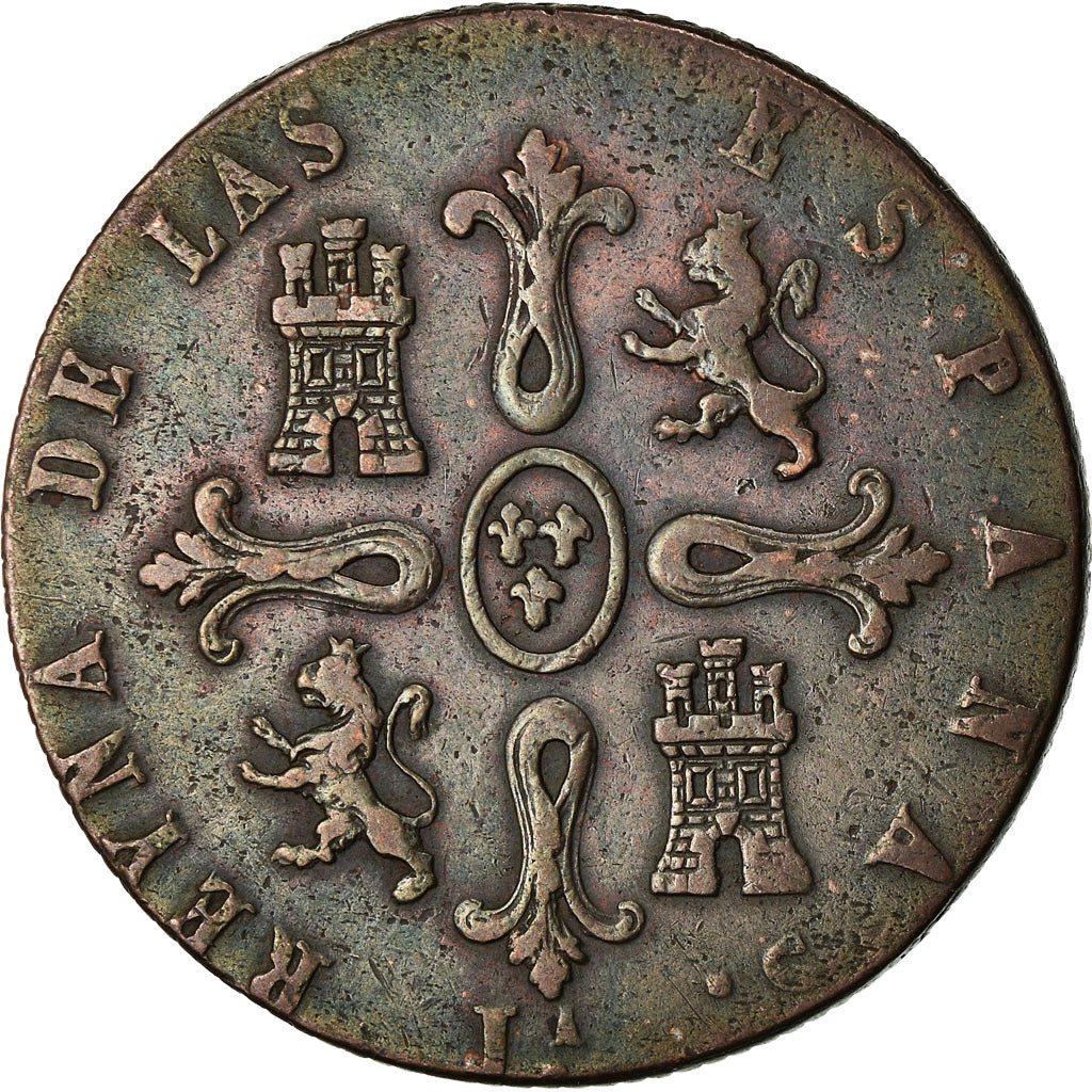 Moneda, España, Isabel II, 8 Maravedis, 1837, Jubia, BC+, Cobre, KM:531.2