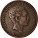 Coin, Spain, Alfonso XII, 10 Centimos, 1878, Barcelona, EF(40-45), Bronze