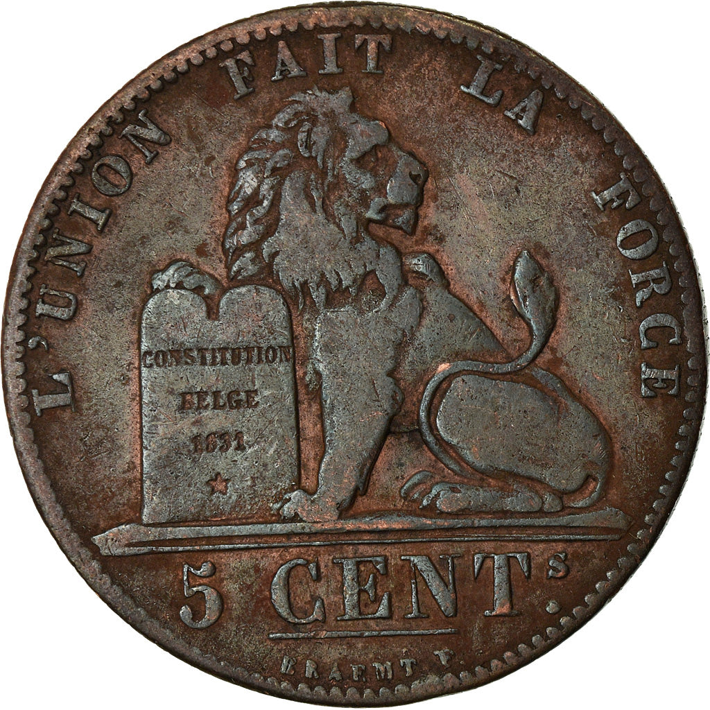 Coin, Belgium, Leopold I, 5 Centimes, 1847, EF(40-45), Copper, KM:5.1