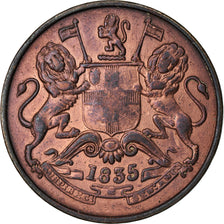 Moneta, INDIA - BRITANNICA, 1/2 Anna, 1835, Bombay, BB, Rame, KM:447.1