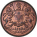Moneta, INDIA - BRITANNICA, 1/2 Anna, 1835, Bombay, BB, Rame, KM:447.1