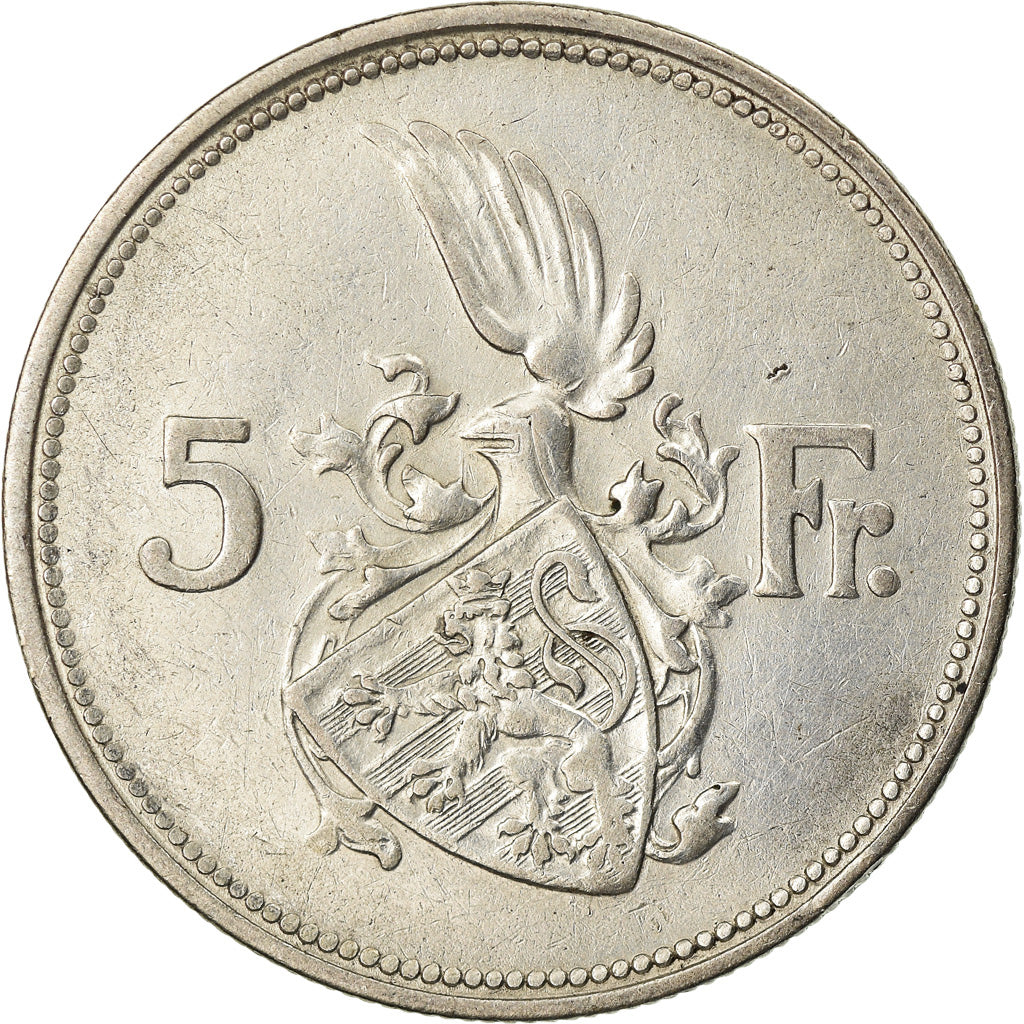 Coin, Luxembourg, Charlotte, 5 Francs, 1929, EF(40-45), Silver, KM:38