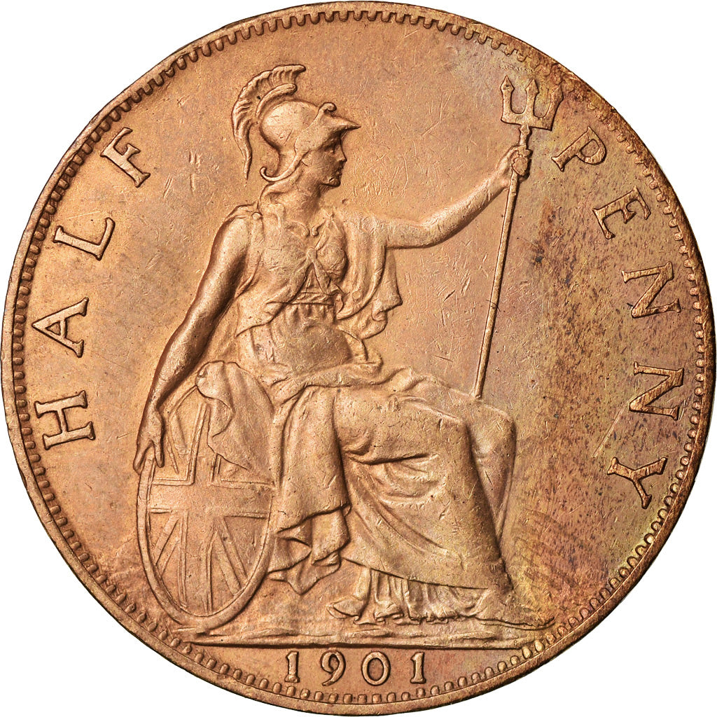 Coin, Great Britain, Victoria, 1/2 Penny, 1901, EF(40-45), Bronze, KM:789