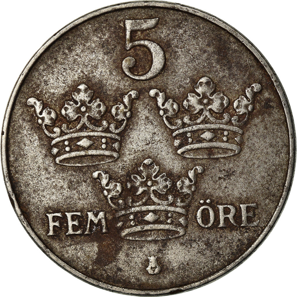 Coin, Sweden, Gustaf V, 5 Öre, 1918, VF(30-35), Iron, KM:791