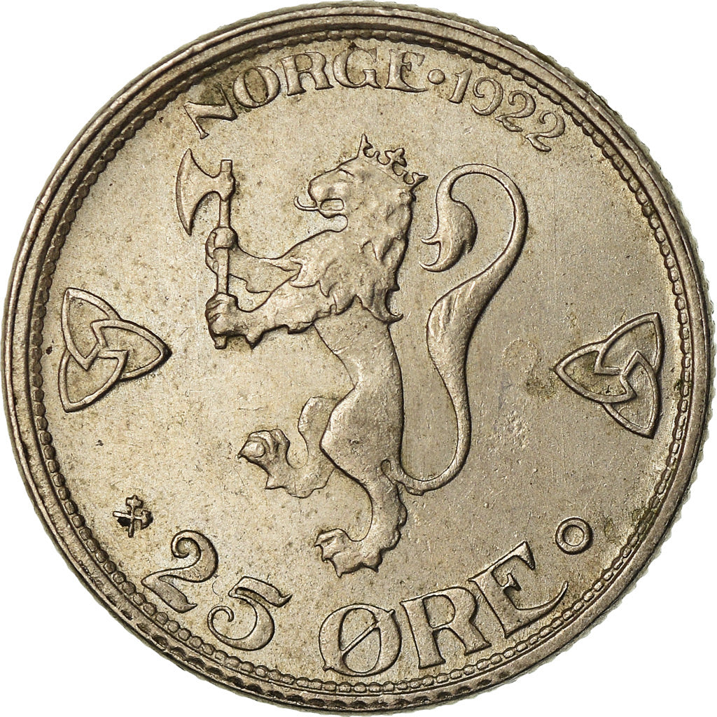 Coin, Norway, Haakon VII, 25 Öre, 1922, AU(50-53), Copper-nickel, KM:381