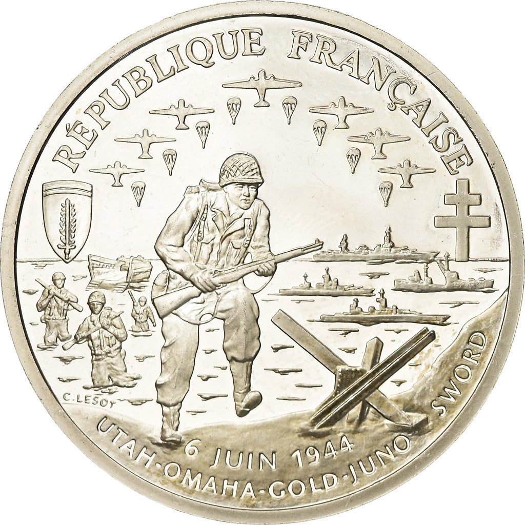 Coin, France, D Day, Franc, 1993, Paris, MS(63), Silver, KM:1014