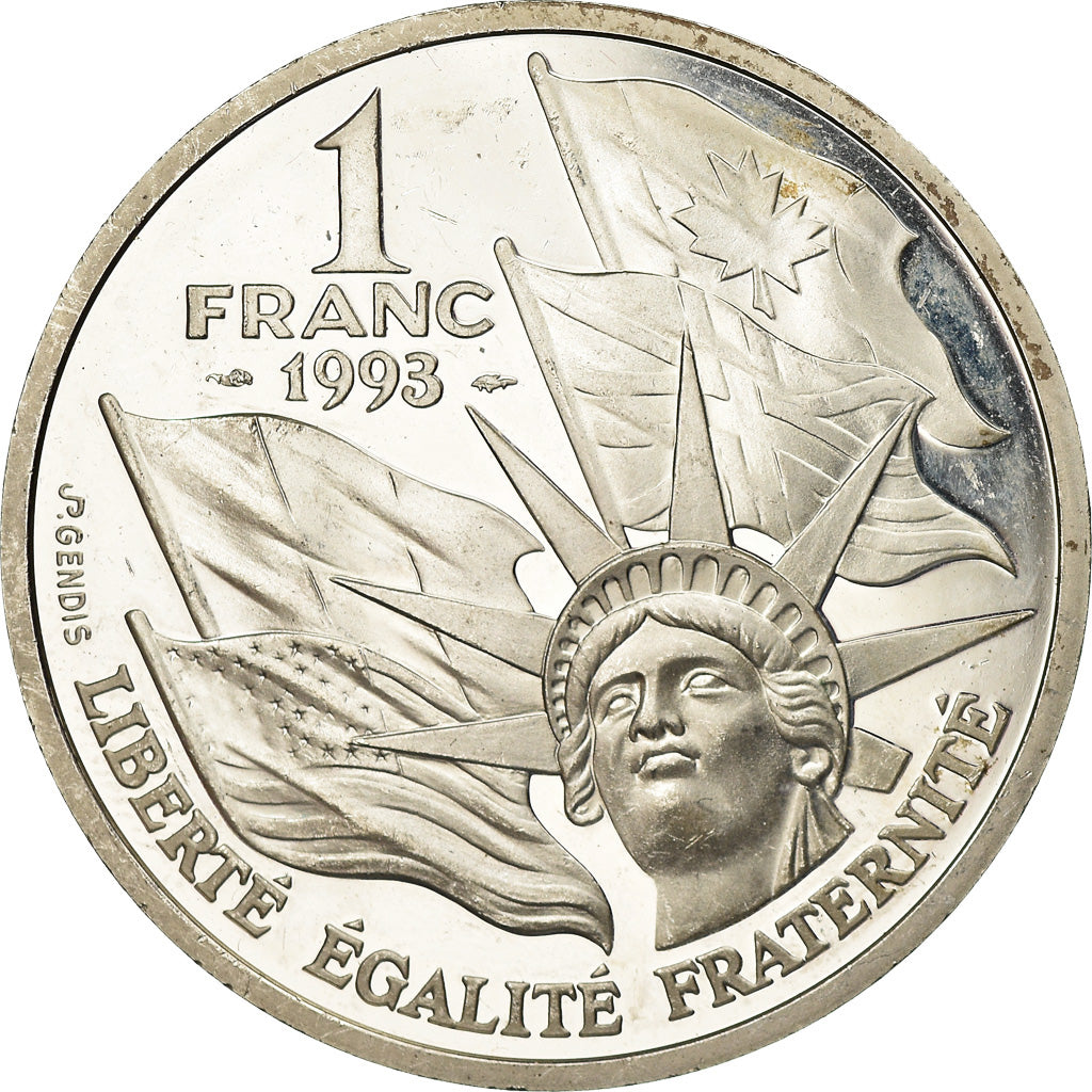 Coin, France, D Day, Franc, 1993, Paris, MS(63), Silver, KM:1014