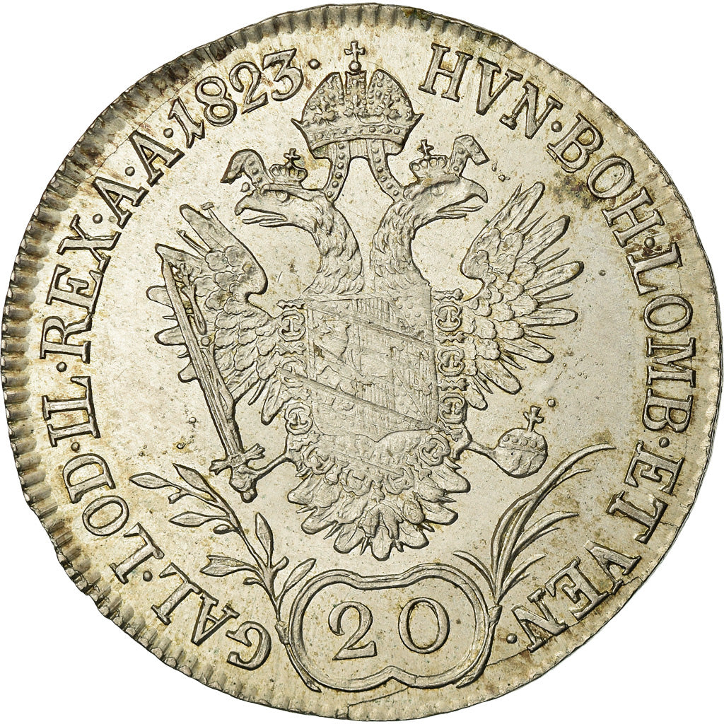 Coin, Austria, Franz II (I), 20 Kreuzer, 1823, Vienna, EF(40-45), Silver
