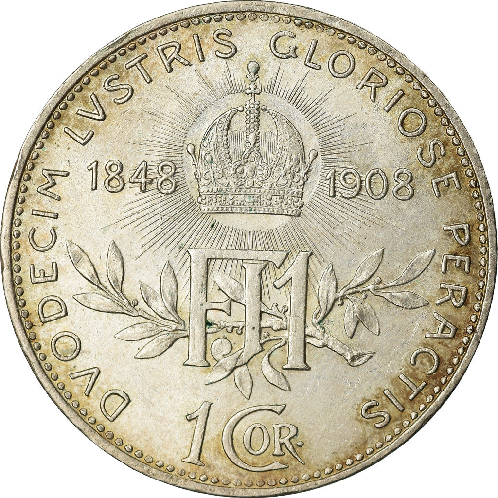 Coin, Austria, Franz Joseph I, Corona, 1908, AU(55-58), Silver, KM:2808