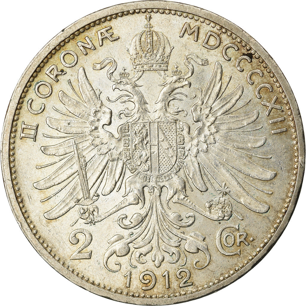 Coin, Austria, Franz Joseph I, 2 Corona, 1912, AU(55-58), Silver, KM:2821