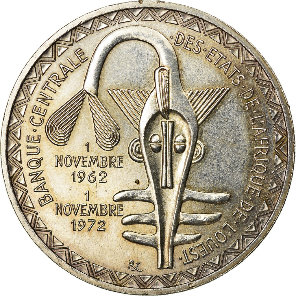 Coin, West African States, 500 Francs, 1972, Paris, MS(60-62), Silver, KM:7