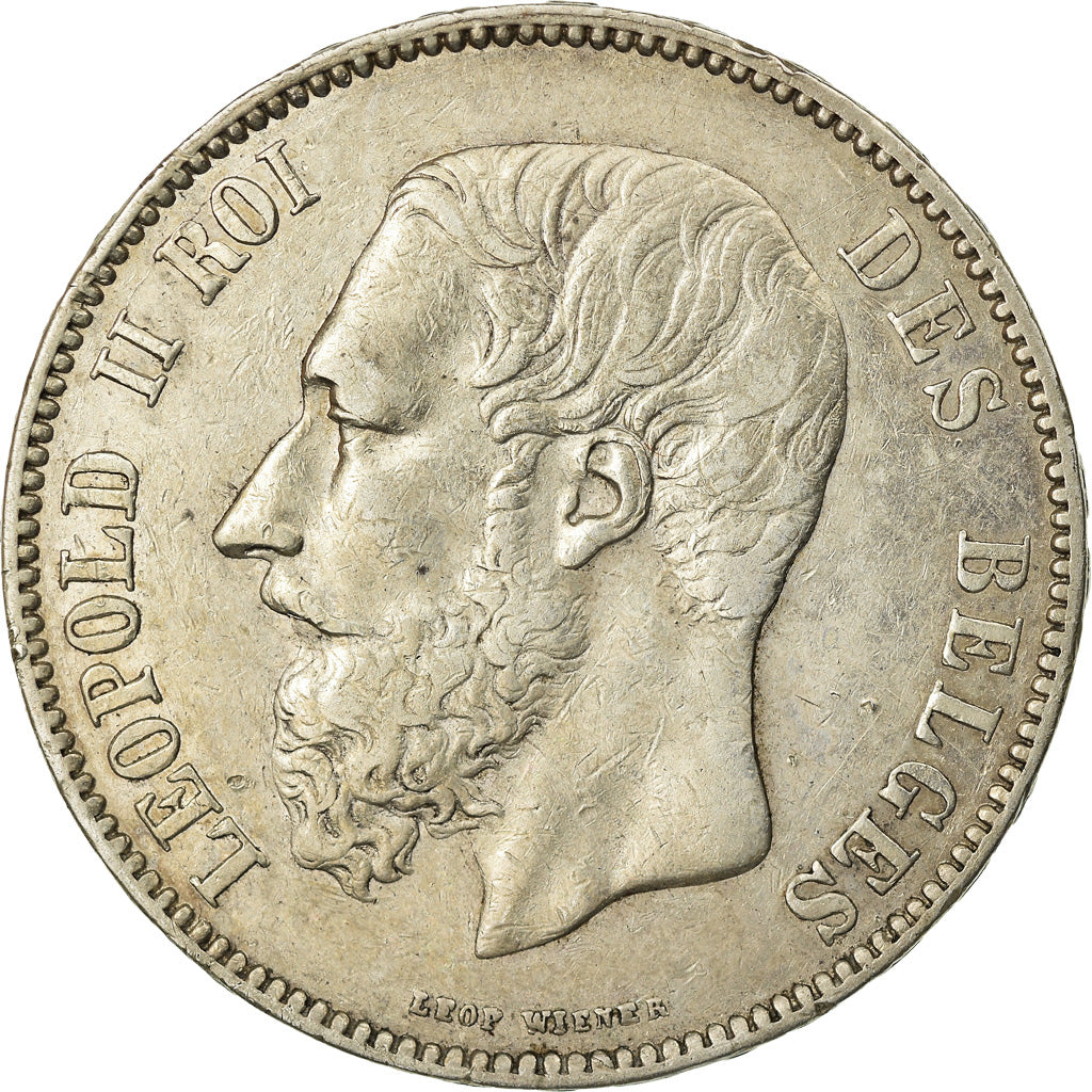 Coin, Belgium, Leopold II, 5 Francs, 5 Frank, 1873, EF(40-45), Silver, KM:24