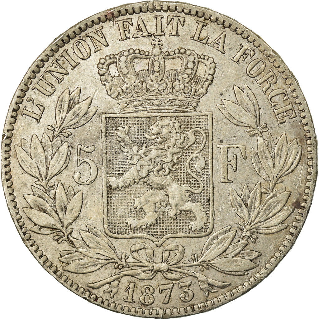Coin, Belgium, Leopold II, 5 Francs, 5 Frank, 1873, EF(40-45), Silver, KM:24