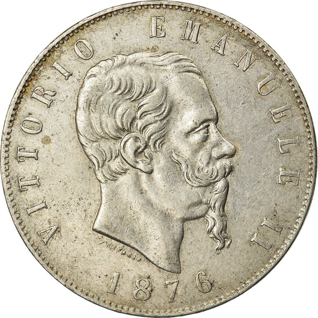Coin, Italy, Vittorio Emanuele II, 5 Lire, 1876, Rome, EF(40-45), Silver, KM:8.4