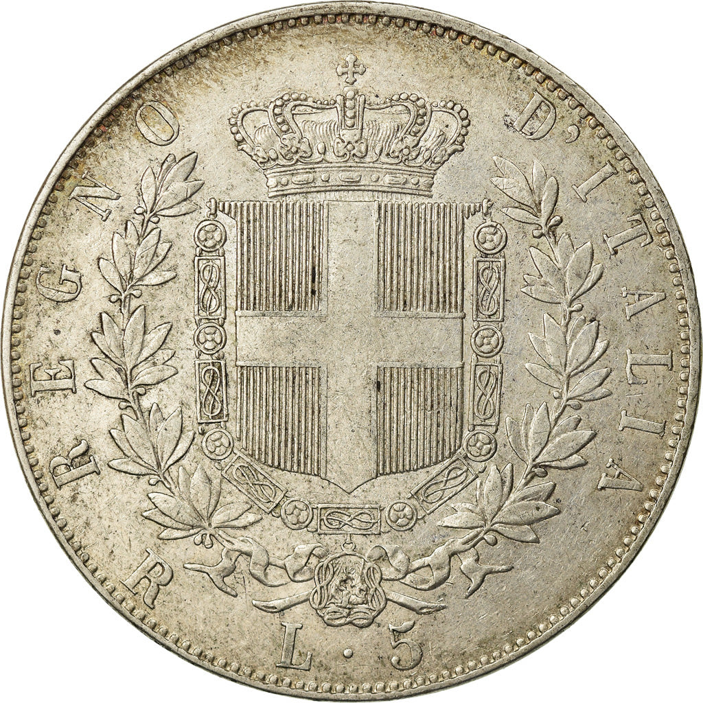 Coin, Italy, Vittorio Emanuele II, 5 Lire, 1876, Rome, EF(40-45), Silver, KM:8.4