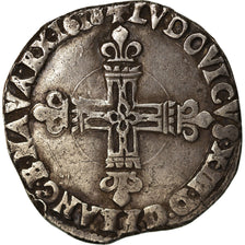 Moeda, França, Louis XIII, 1/4 Écu à la croix, 1/4 Ecu, 1618, Bayonne