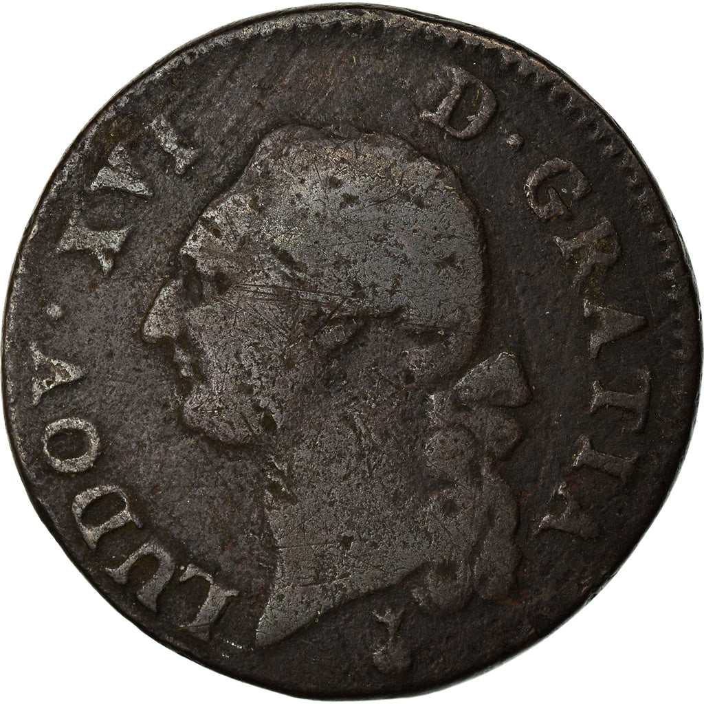 Munten, Frankrijk, Louis XVI, Sol ou sou, Sol, 1784, Metz, FR, Koper, KM:578.2