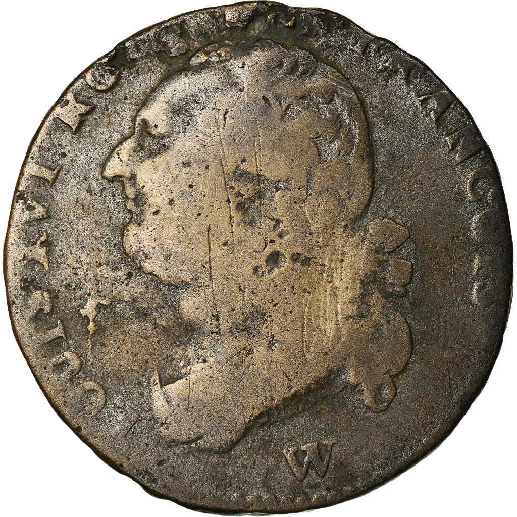Moneta, Francia, Louis XVI, 12 deniers françois, 12 Deniers, 1793, Lille, B+
