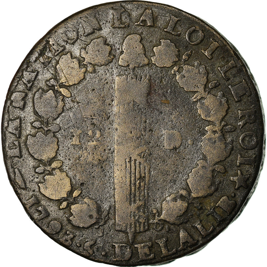Moneta, Francia, Louis XVI, 12 deniers françois, 12 Deniers, 1793, Lille, B+