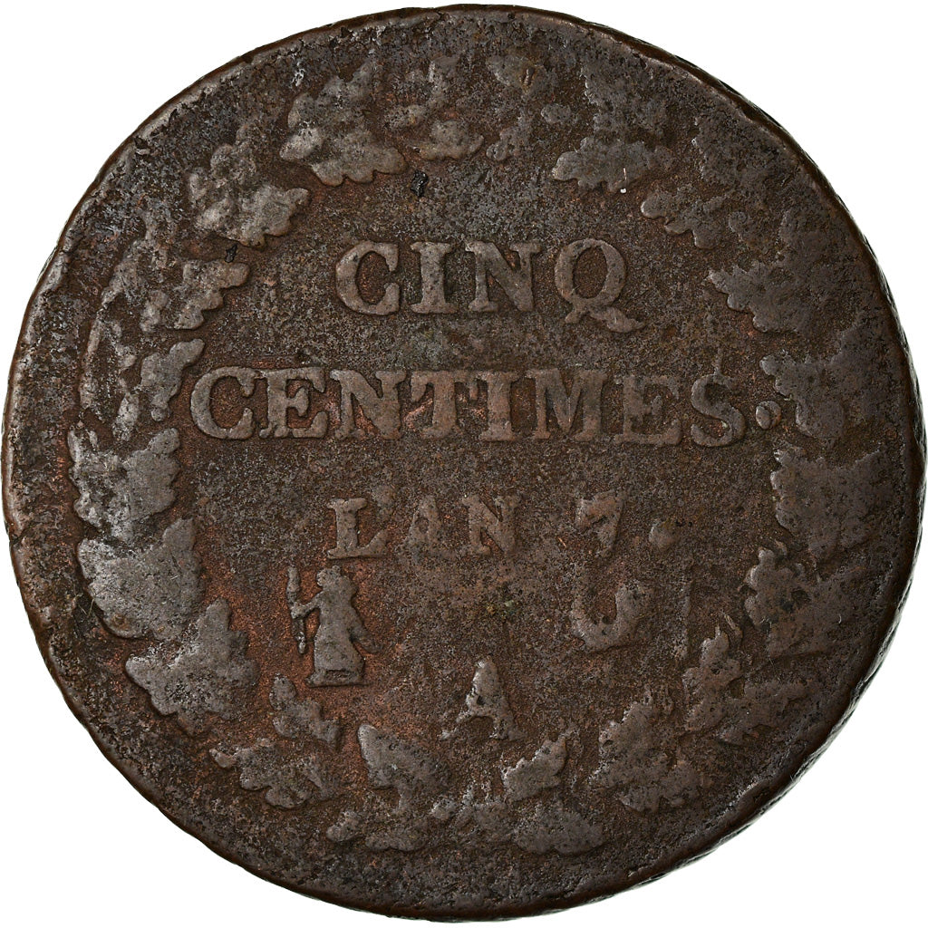 Coin, France, Dupré, 5 Centimes, AN 7/5, Paris, VF(20-25), Bronze, KM:640.1