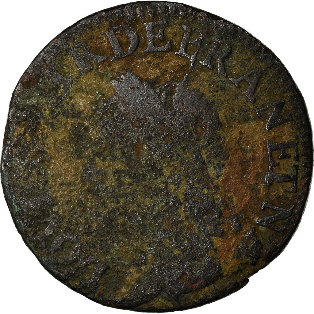 Munten, Frankrijk, Louis XIII, Double Tournois, 1643, ZG+, Koper