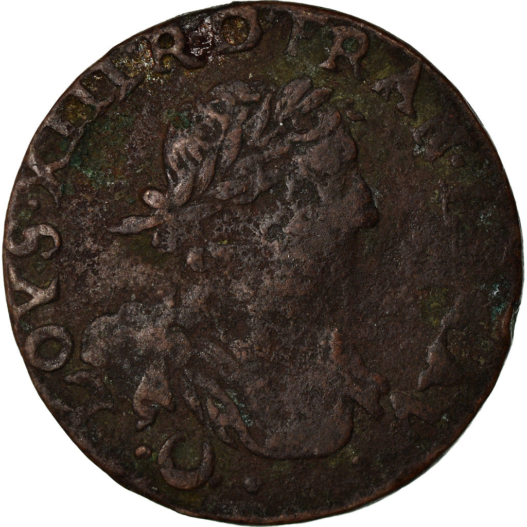 Munten, Frankrijk, Louis XIII, Double Tournois, 1638, Vallée du Rhône, FR