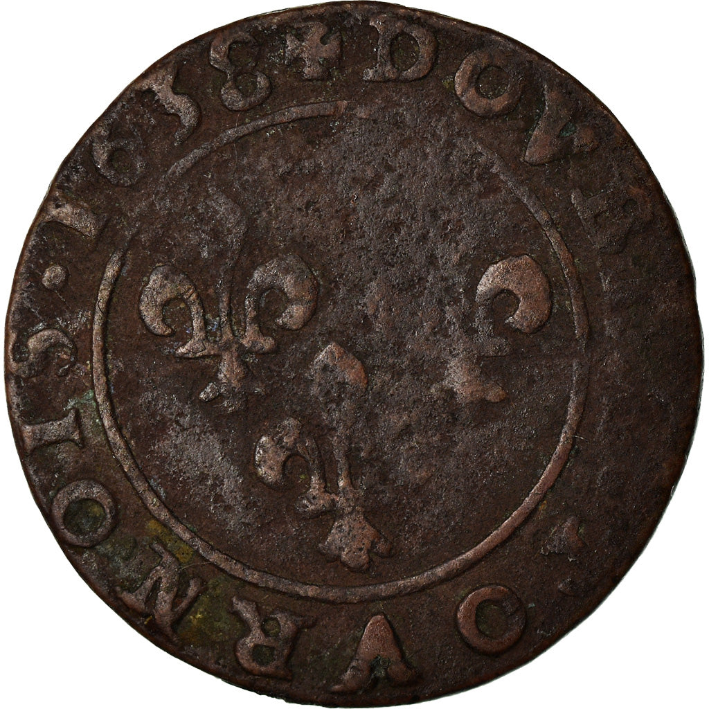 Munten, Frankrijk, Louis XIII, Double Tournois, 1638, Vallée du Rhône, FR