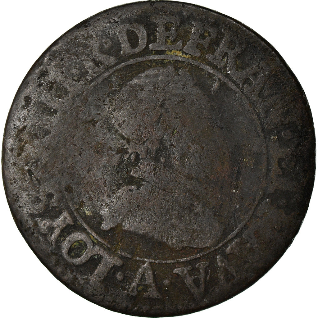 Coin, France, Louis XIII, Double Tournois, 1613, Paris, F(12-15), Copper