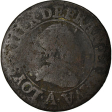 Coin, France, Louis XIII, Double Tournois, 1613, Paris, F(12-15), Copper