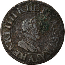 Coin, France, Henri IV, Double Tournois, 1607, Paris, VF(30-35), Copper