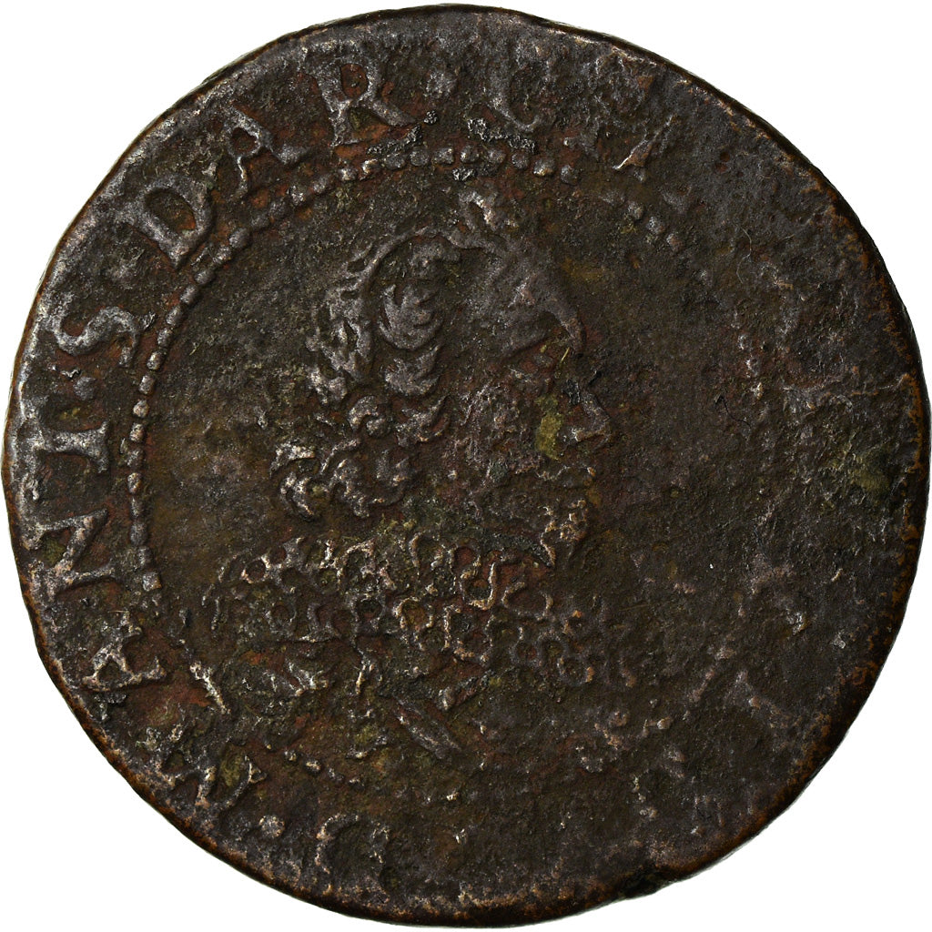 Moneda, Francia, Charles de Gonzague, Double Tournois, 1635, Charleville, BC+