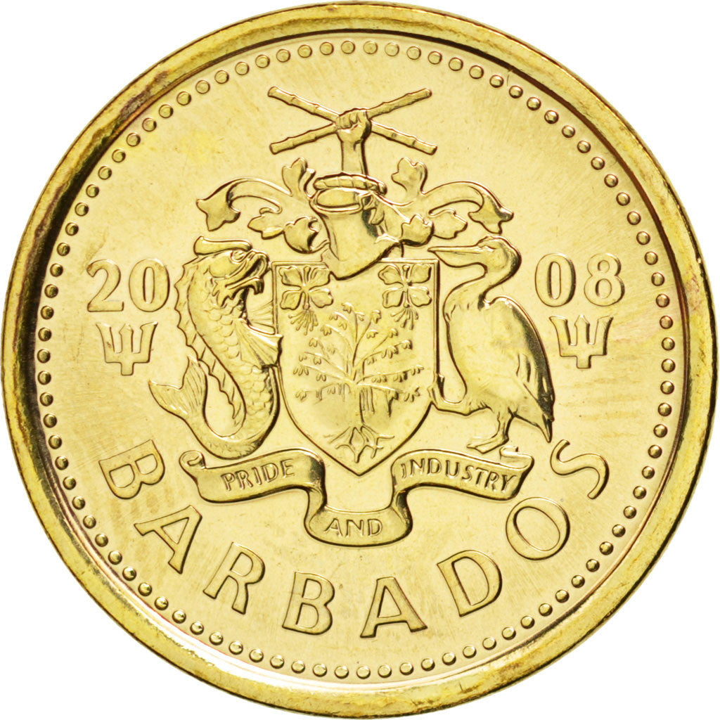 BARBADOS, 5 Cents, 2008, KM #11a, MS(63), Brass Plated Steel, 21, 3.51