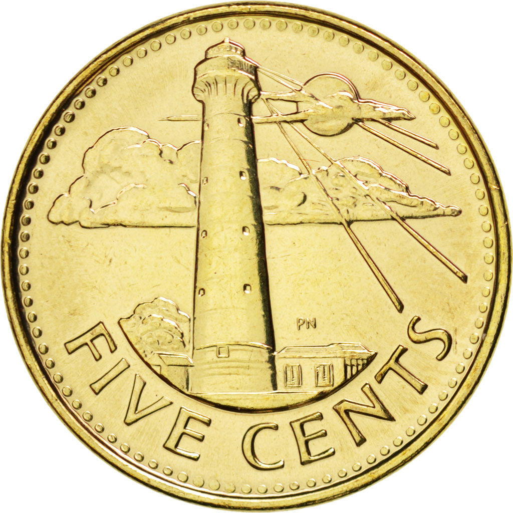 BARBADOS, 5 Cents, 2008, KM #11a, MS(63), Brass Plated Steel, 21, 3.51