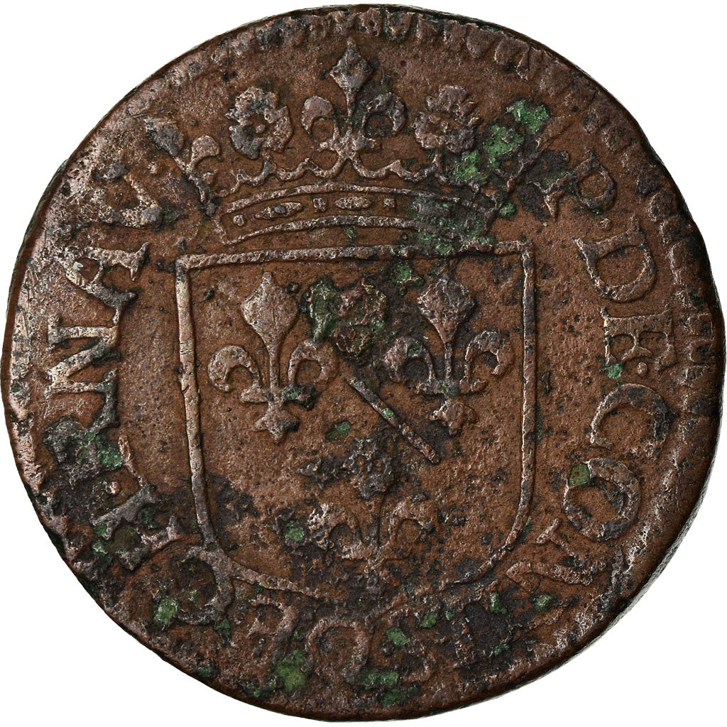 Moneda, Francia, CHÂTEAU-REGNAULT, François de Bourbon, Liard, 1613, BC+