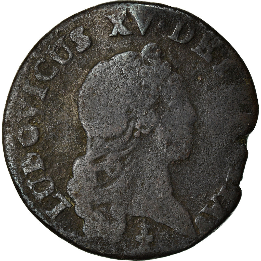 Munten, Frankrijk, Louis XV, Liard au buste enfantin, Liard, 1721, Reims, FR