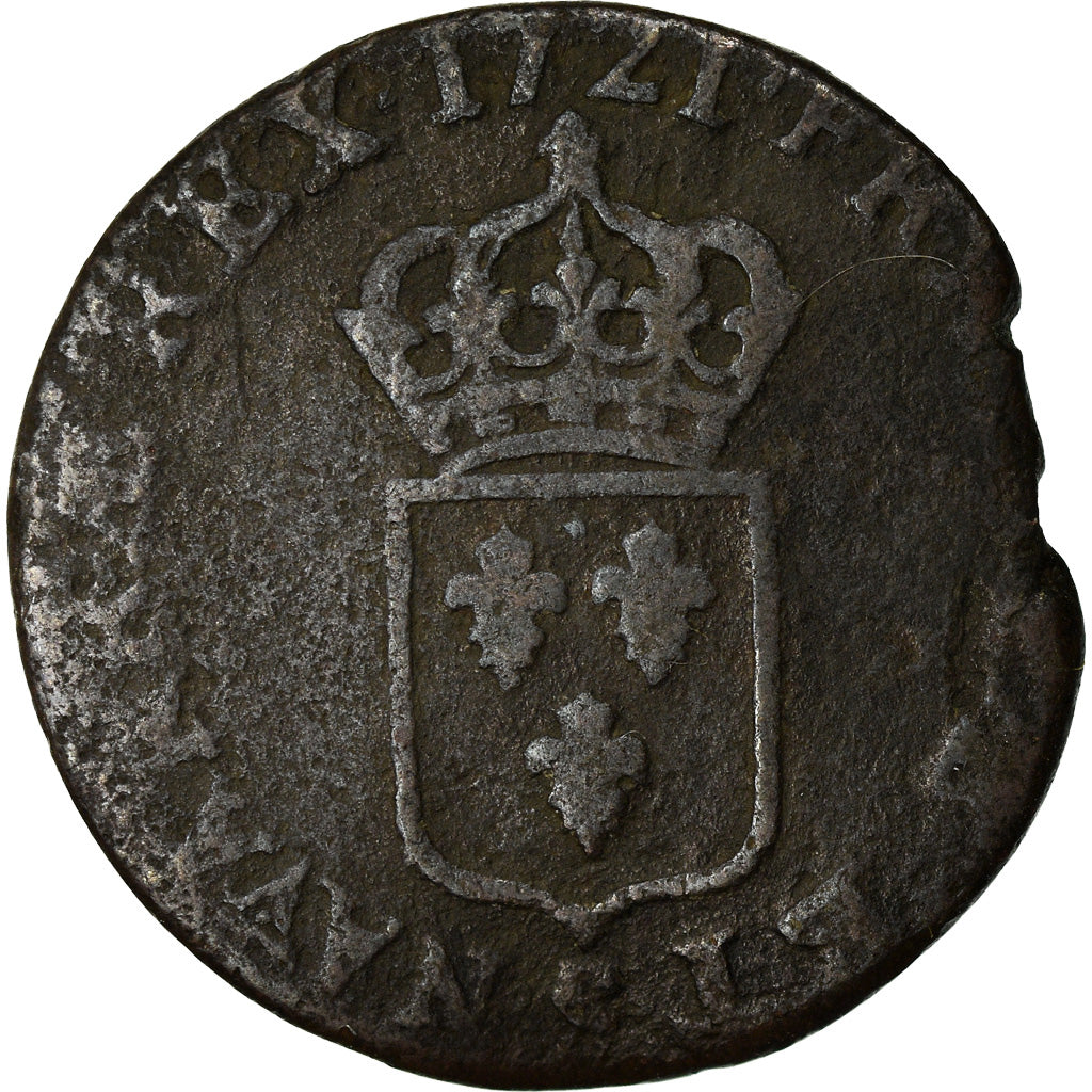 Munten, Frankrijk, Louis XV, Liard au buste enfantin, Liard, 1721, Reims, FR