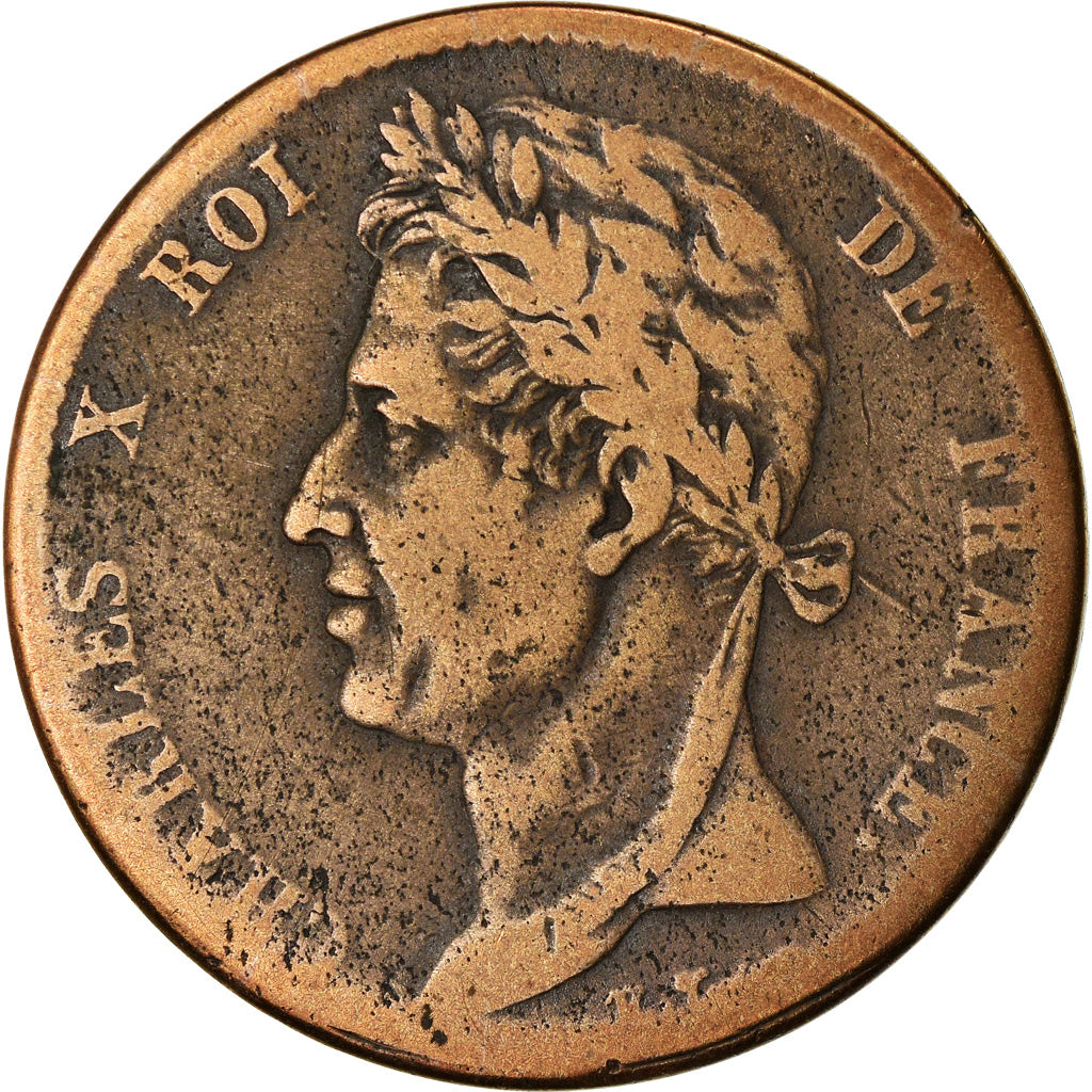 Coin, FRENCH COLONIES, Charles X, 5 Centimes, 1825, Paris, VF(20-25), Bronze